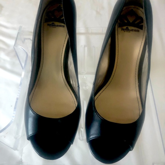 Black Fergalicious platform peep-toe heels - Picture 1 of 5